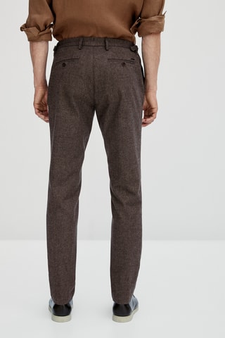 Pantalon fil mouliné en coton slim fit - Marron chiné