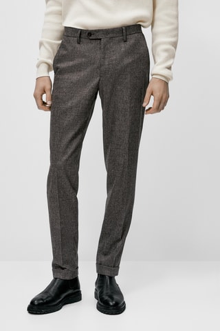 Pantalon de costume en laine - Gris chiné