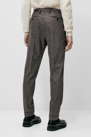 Pantalon de costume en laine - Gris chiné