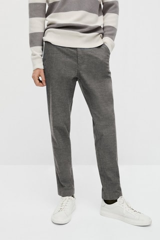 Pantalon faux uni passants sur les côtés - Gris chiné