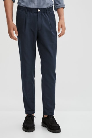 Pantalon chino plis jogging - Bleu marine