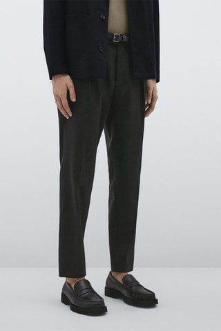 Pantalon à pinces en toile tapered fit - Studio - Gris