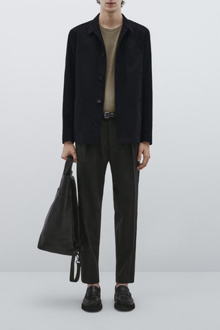 Pantalon à pinces en toile tapered fit - Studio - Gris