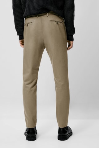 Pantalon chino en coton et lin tapered fit - Kaki