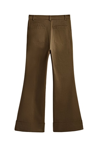 Pantalon évasé revers dans bas - Kaki
