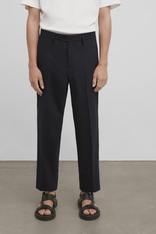 Pantalon de costume bleu en laine mélangée - Studio - Bleu marine