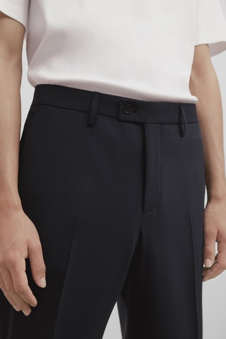 Pantalon de costume bleu en laine mélangée - Studio - Bleu marine