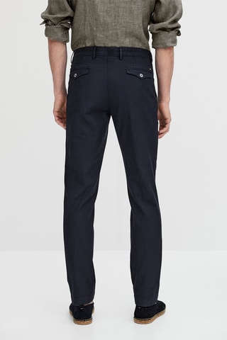 Pantalon chino à imprimé pied-de-poule slim fit - Bleu marine