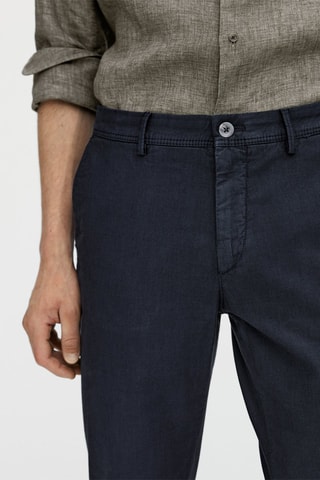 Pantalon chino à imprimé pied-de-poule slim fit - Bleu marine