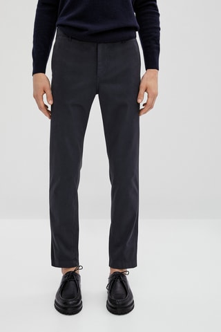 Pantalon chino en coton tapered - Bleu marine