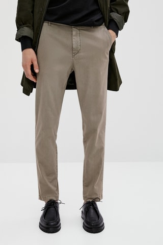 Pantalon chino en coton tapered - Marron clair