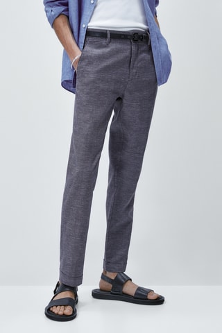 Pantalon chino fil-à-fil tapered fit - Bleu marine chiné