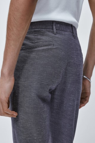 Pantalon chino fil-à-fil tapered fit - Bleu marine chiné