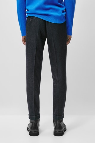 Pantalon pinces en laine mélangée teintée - Bleu marine