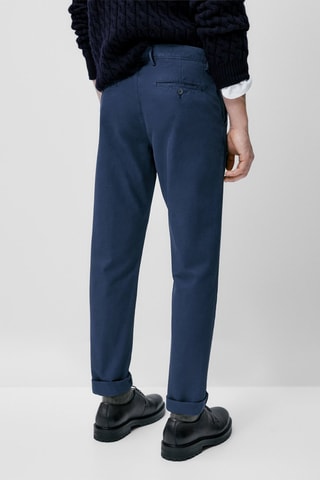 Pantalon chino côtelé tapered - Bleu marine