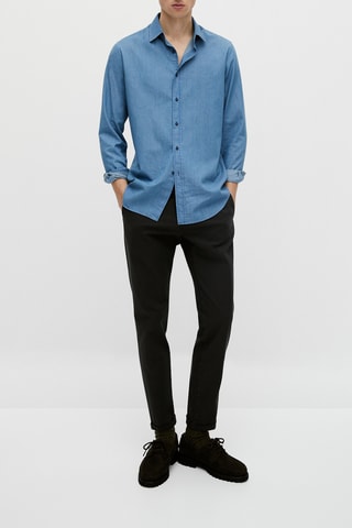 Pantalon chino texture gaufrée coton - Gris foncé