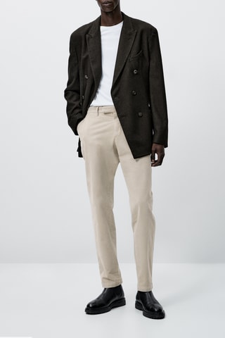 Pantalon chino en velours côtelé - Gris clair