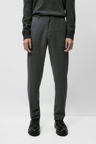 Pantalon chino laine lavable - Gris chiné