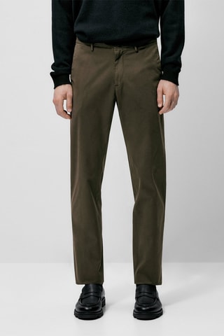 Pantalon chino en coton droit - Kaki
