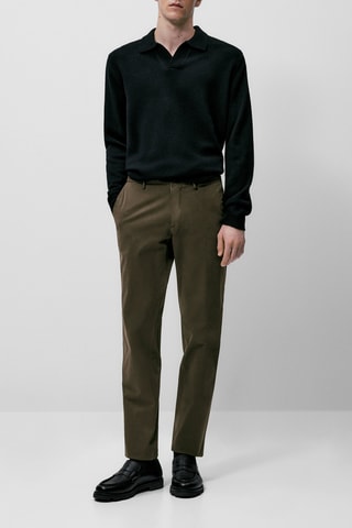 Pantalon chino en coton droit - Kaki