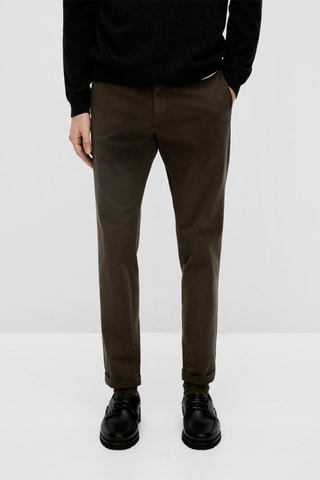 Pantalon chino texture gaufrée coton - Kaki