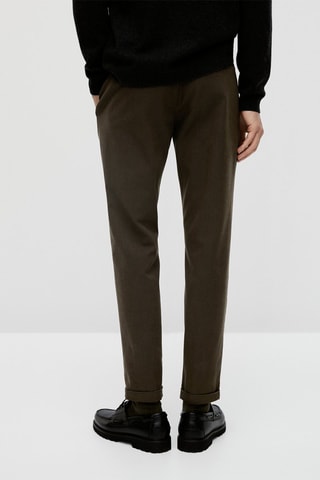 Pantalon chino texture gaufrée coton - Kaki