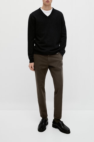 Pantalon chino texture gaufrée coton - Kaki