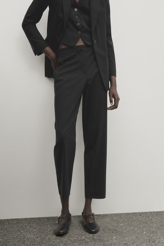 Pantalon tailleur noir en laine froide - Noir