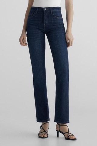 Jean taille moyenne coupe droite - Bleu marine