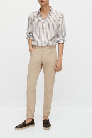 Faux jean en denim slim fit - Beige