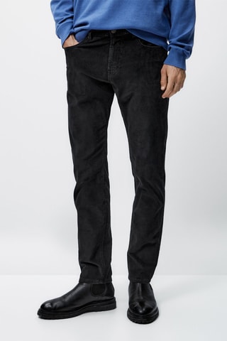 Faux jean en velours côtelé coupe slim fit - Bleu marine