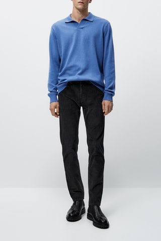 Faux jean en velours côtelé coupe slim fit - Bleu marine