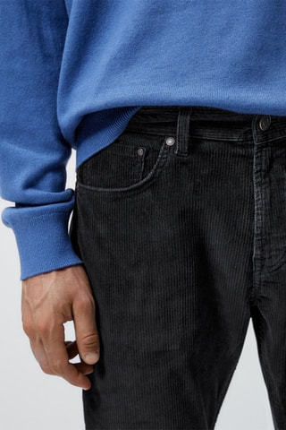 Faux jean en velours côtelé coupe slim fit - Bleu marine