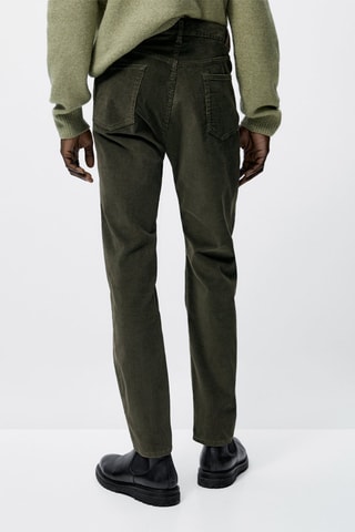 Faux jean en velours côtelé coupe slim fit - Kaki