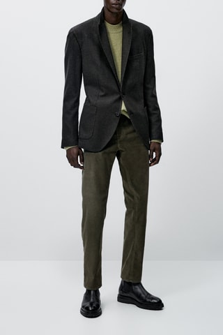 Faux jean en velours côtelé coupe slim fit - Kaki