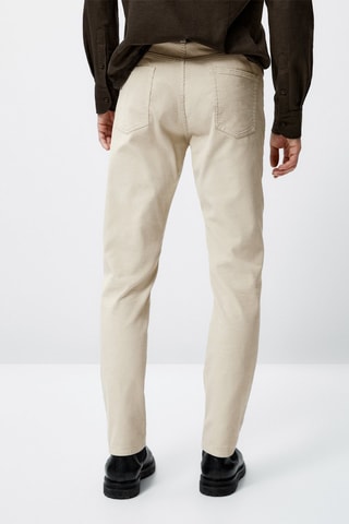 Faux jean en velours côtelé coupe slim fit - Ecru