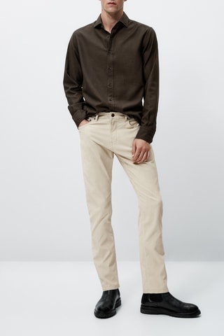 Faux jean en velours côtelé coupe slim fit - Ecru