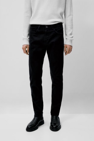 Faux jean en coton slim fit - Bleu marine