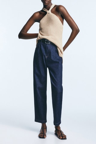 Jean paperbag - Bleu foncé