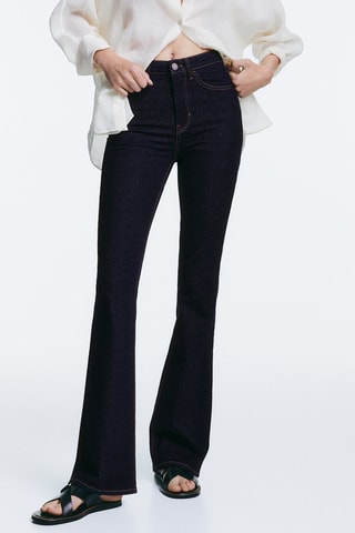 Jean skinny taille haute flare - Bleu foncé