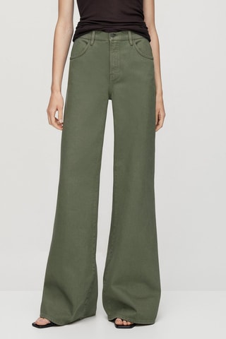 Jean à taille haute palazzo - Vert olive