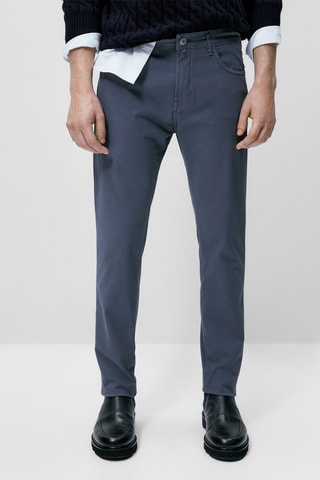 Faux jean texturé slim fit - Bleu pétrole