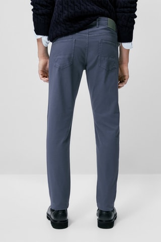 Faux jean texturé slim fit - Bleu pétrole