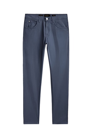 Faux jean texturé slim fit - Bleu pétrole