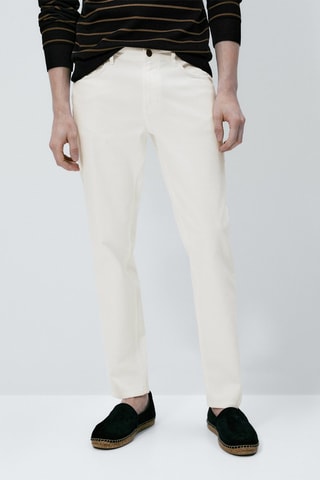 Jean en coton mélangé coupe tapered - Blanc