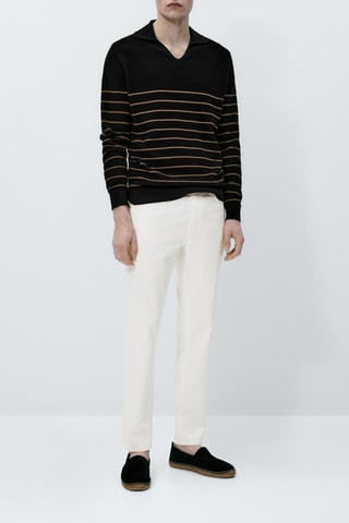 Jean en coton mélangé coupe tapered - Blanc