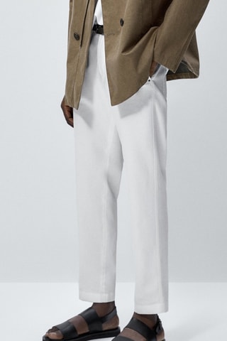 Jean tapered fit en lin - Blanc