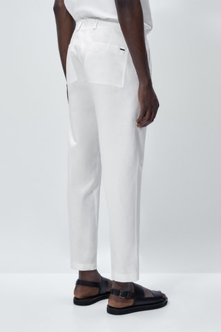 Jean tapered fit en lin - Blanc