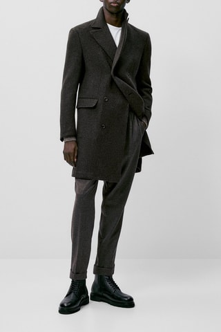 Manteau mélange laine double boutonnage - Anthracite