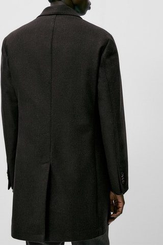 Manteau pied-de-poule 100% laine intérieur amovible - Marron foncé